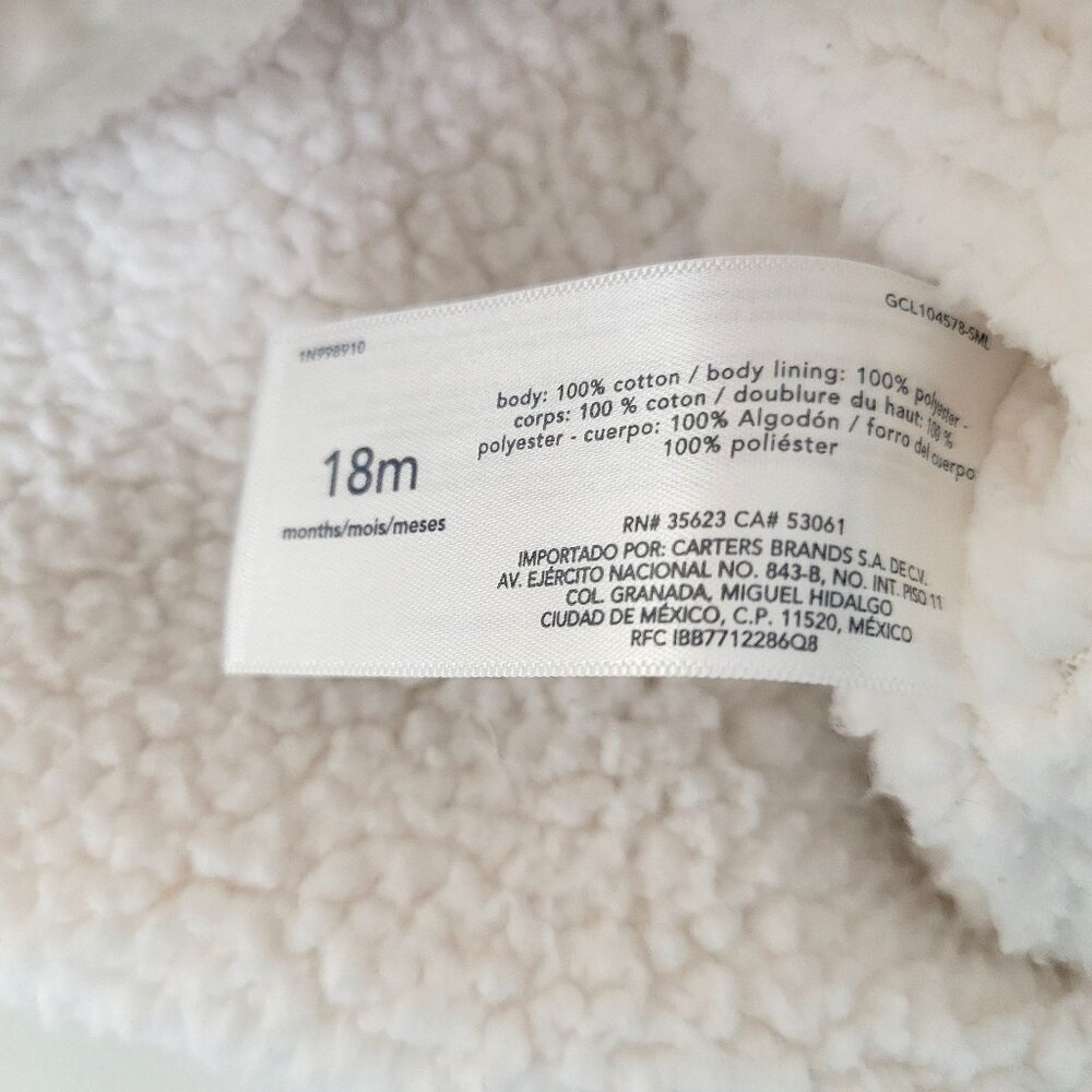 Carter's Sherpa Hoodie Bab Girl's Hoodie 18 Months - Picture 3 of 5